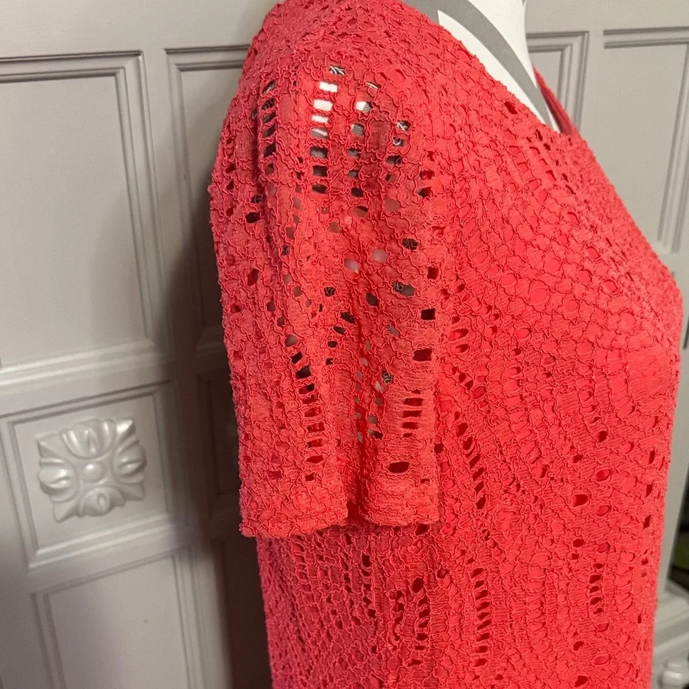 J. Crew Orange Lace Short Sleeve Dress Size 8